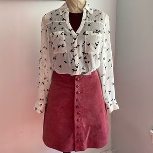 Express Portofino Flying Birds Sheer Button Up Top